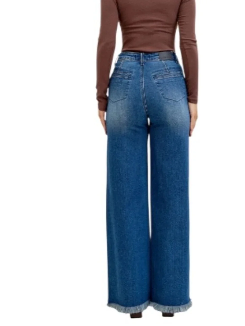 Judy Blue Column High-Rise Wide Leg Button-Fly Fray Hem Jeans-NWT